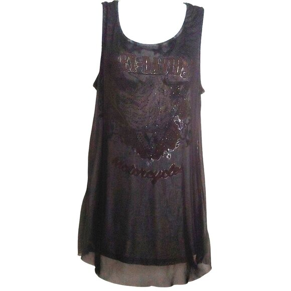 Harley Davidson Eagle Crystals Mesh Tank Biker Rocker Goth L - Picture 2 of 16